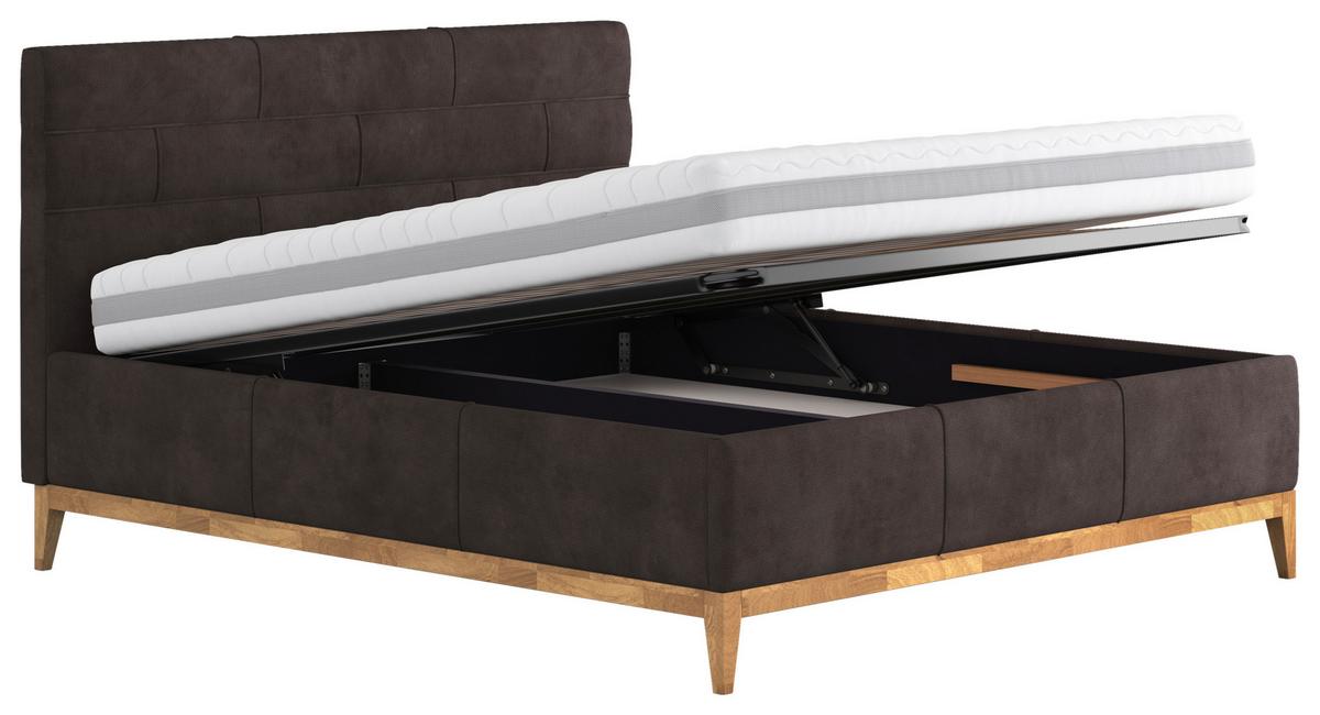 Polsterbett mit Bettkasten Jupiter 180x200 cm Dunkelbraun - Eichefarben/Dunkelbraun, MODERN, Holz/Holzwerkstoff (180/200cm) - MID.YOU