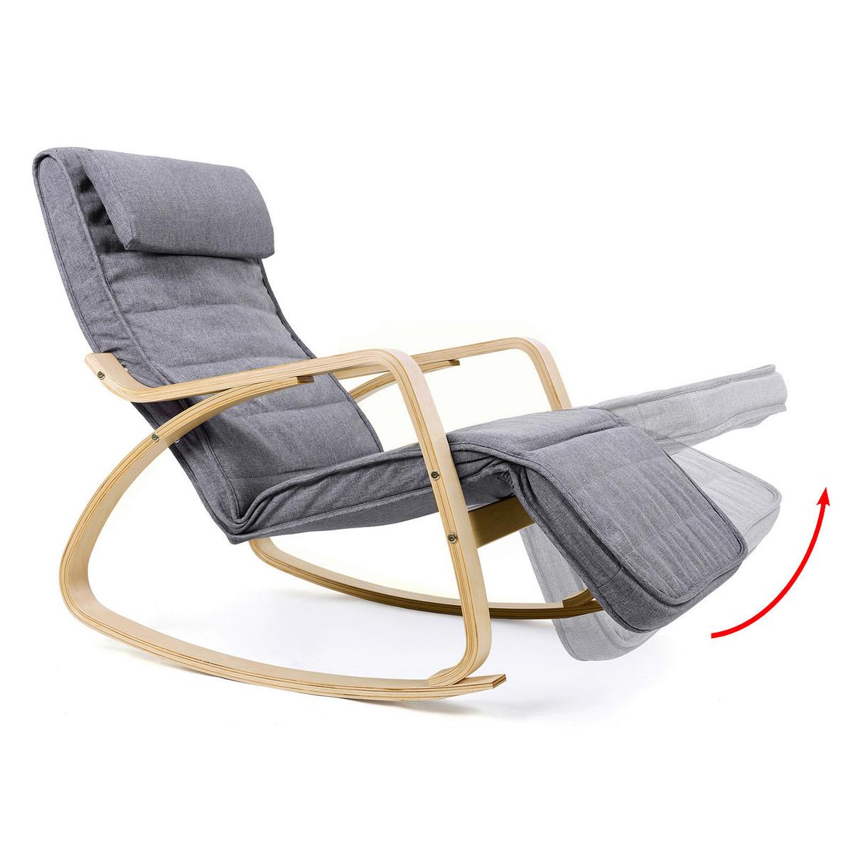 Relaxačné kreslo s vankúšom sivé - sivá/farba brezy, Basics, drevo/textil (121,5/84/67cm) - Boxxx
