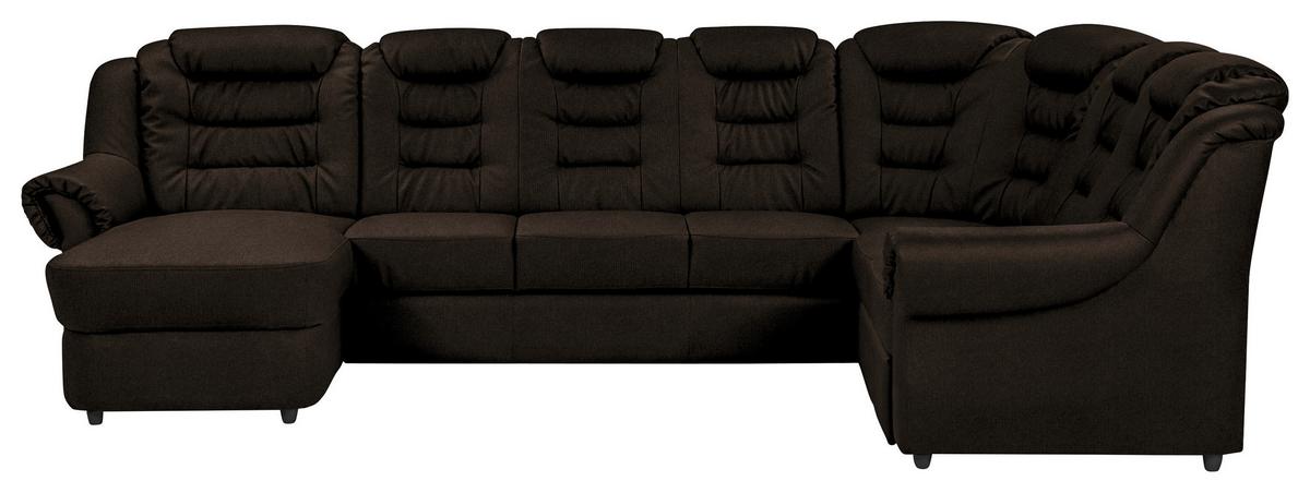 Wohnlandschaft Boston Braun Chenille - Schwarz/Braun, KONVENTIONELL, Textil (165/333/216cm) - Livetastic