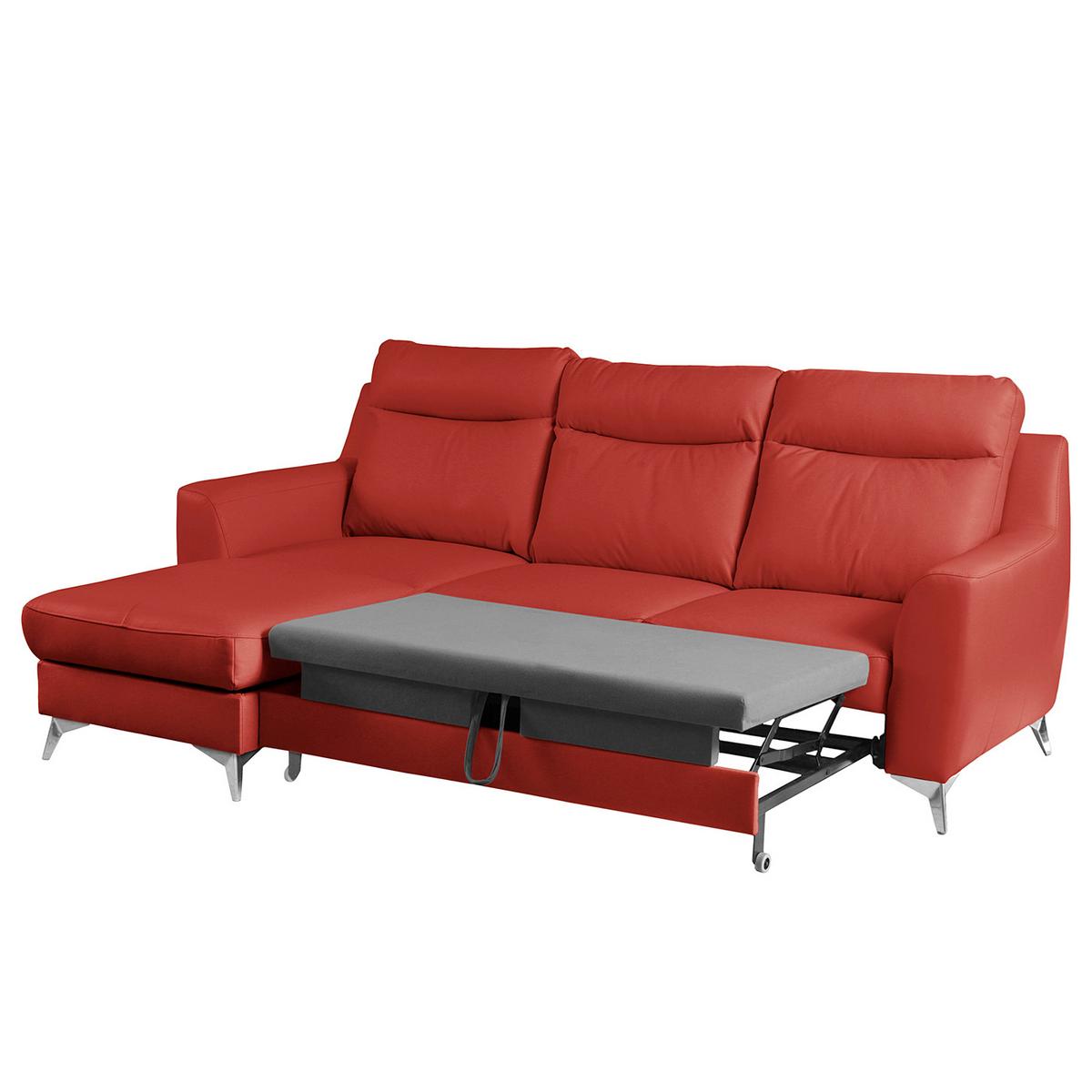 Ecksofa Gio Rot S: 236x168 Cm - Chromfarben/Rot, Design, Leder/Textil (236/168cm) - Livetastic