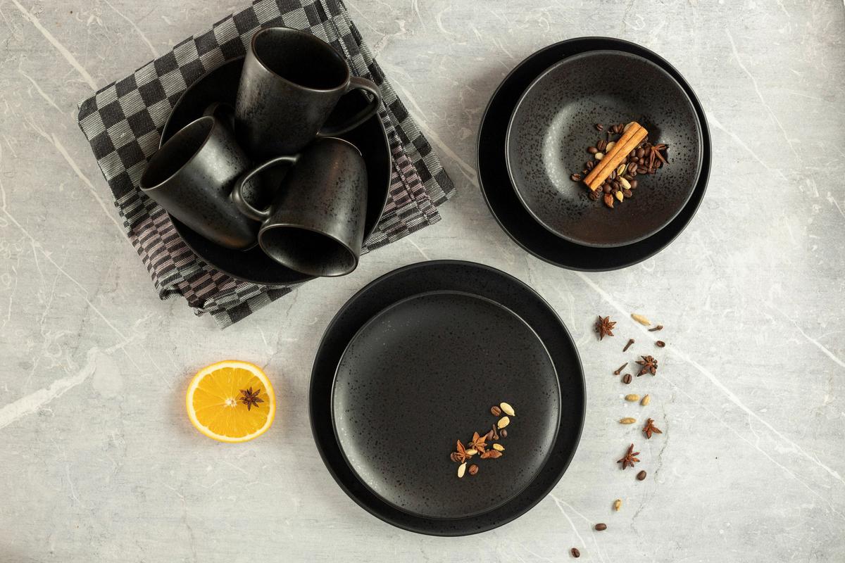 Tafelservice Essential Schwarz, 12-Teilig - Schwarz, Trend, Keramik - Mäser