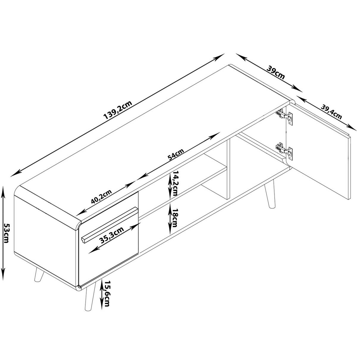 Lowboard Chantal Naturfarben B: 140 cm - Schwarz/Naturfarben, Design, Holzwerkstoff (140/53/39cm) - MID.YOU