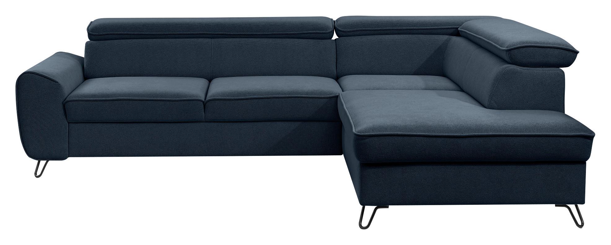 Rohová sedačka IDYLLA, pravá tmavomodrá,úl.priestor,lôžko - čierna/tmavomodrá, Design, kov/textil (250/200cm)