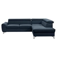Rohová sedačka IDYLLA, pravá tmavě modrá,úl.prostor,lůžko - černá/tmavě modrá, Design, kov/textil (250/200cm)