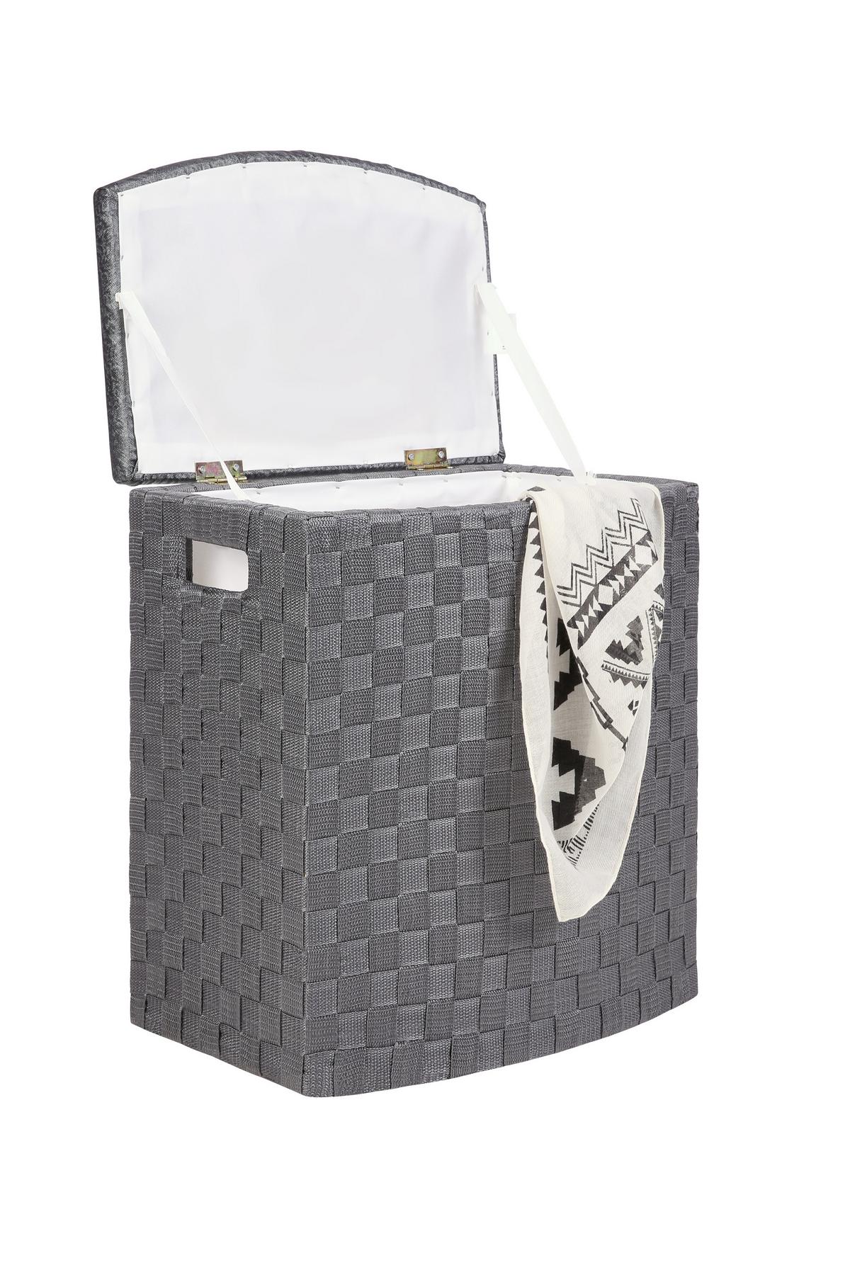 Wäschetonne mit Deckel Ghada Anthrazit, 42x28x48 cm - Anthrazit, KONVENTIONELL, Kunststoff/Textil (42/28/48cm) - Luca Bessoni