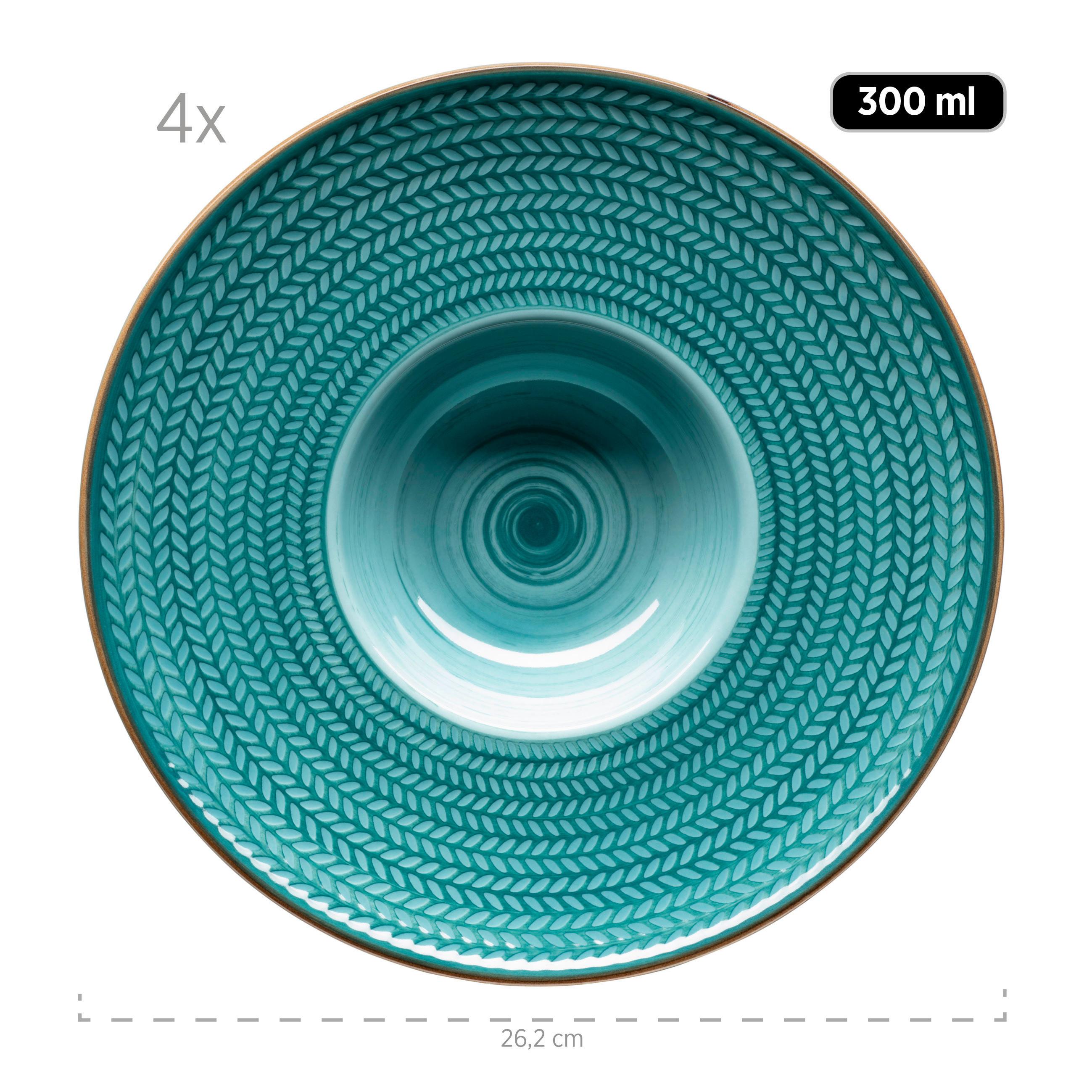 Pastatellerset Prospero Blau 4--Teilig. Rund Ca. 26,2 Cm - Blau, Basics, Keramik (26,2cm) - Mäser