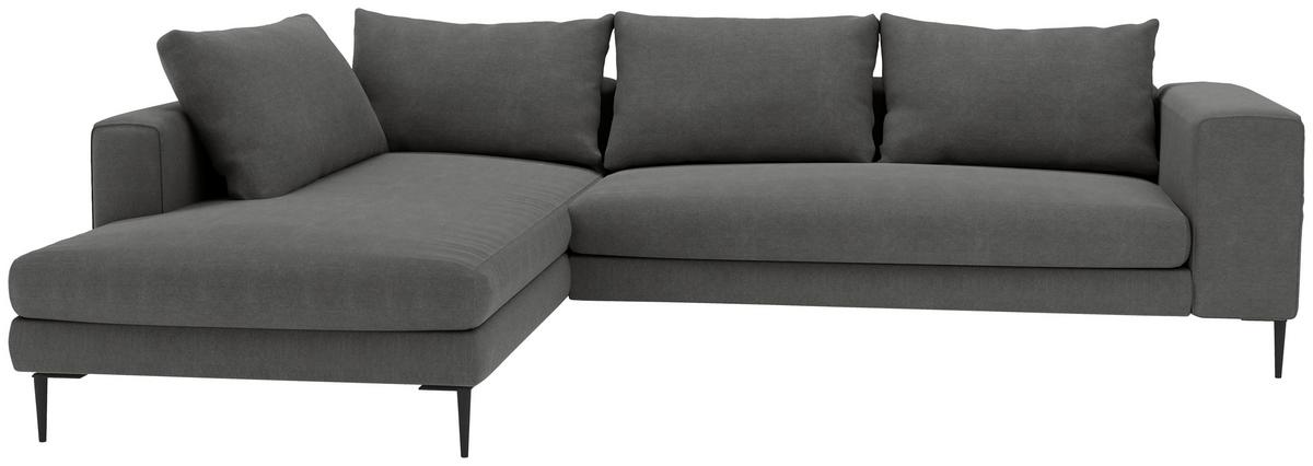 Ecksofa Aurora II - Dunkelgrau/Schwarz, MODERN, Textil (210/295cm) - Trendmanufaktur
