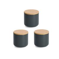 VORRATSDOSENSET Schwarz, Ø/H: ca. 9x9 cm - Schwarz, Basics, Keramik (8,7/8,5cm) - Zeller Present