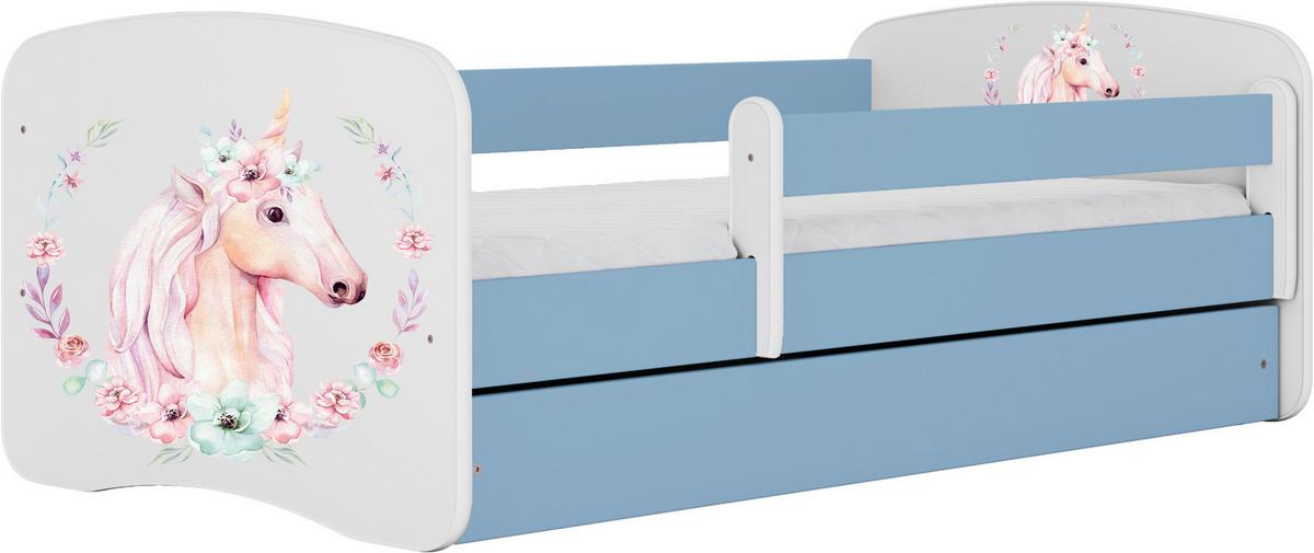 Kinder-/Juniorbett Babydreams Inkl. Matratze 80x160 - Blau/Birkefarben, MODERN, Holz/Holzwerkstoff (80/160cm) - MID.YOU