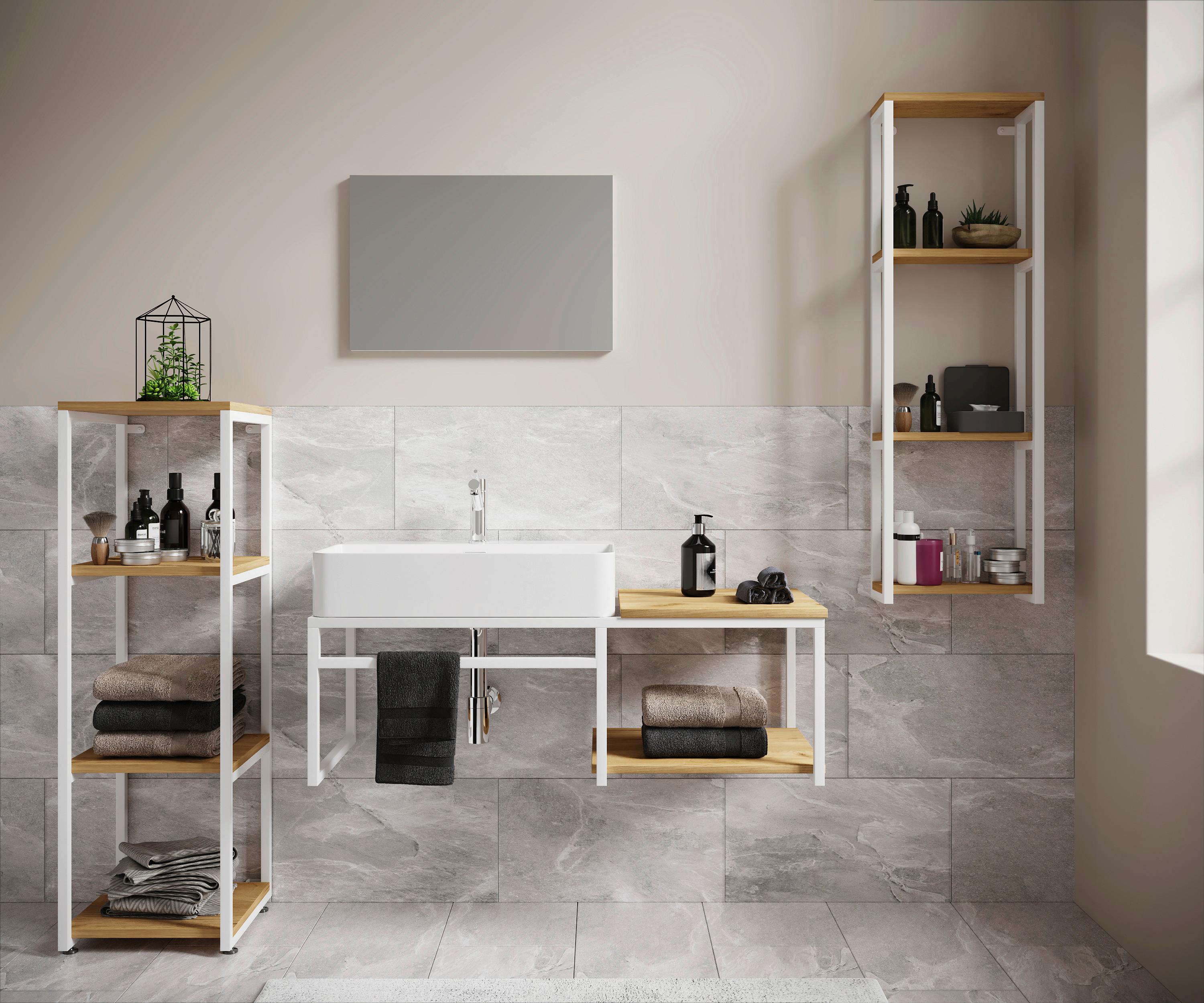 Badezimmer 5--Teilig. Waschplatz "bitila 100" - Honigeiche/Schwarz, MODERN, Glas/Keramik (170cm) - MID.YOU