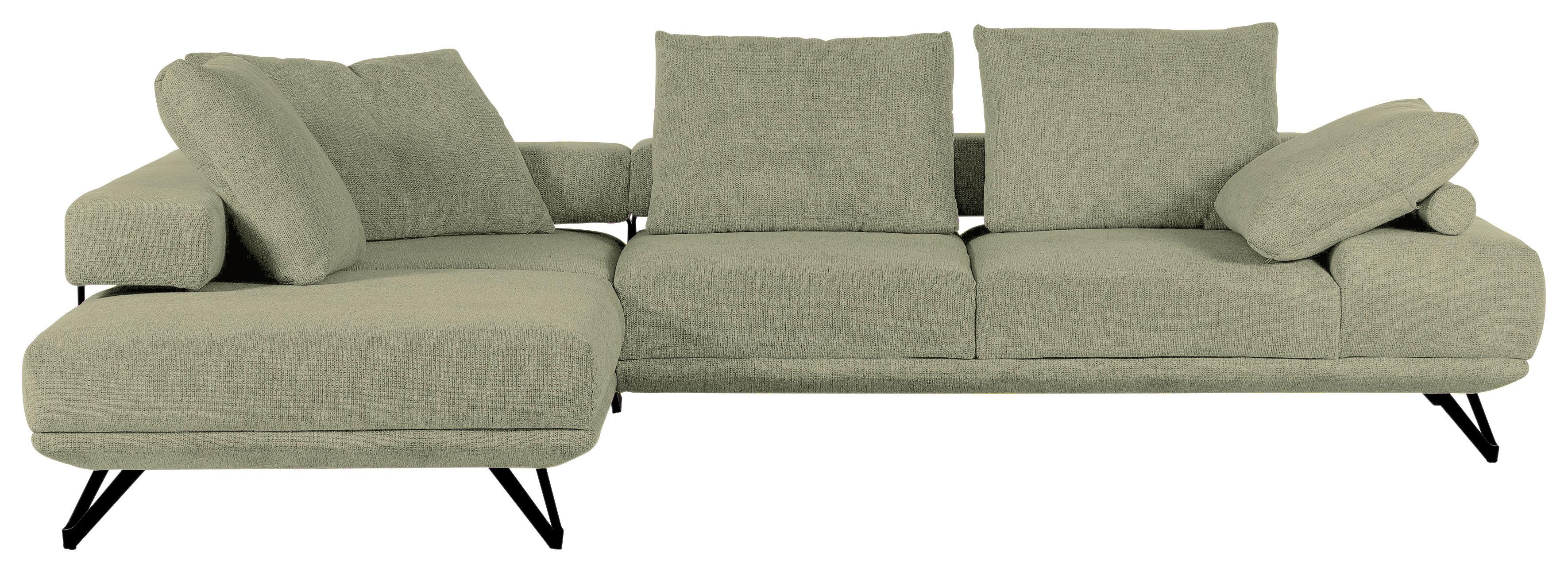 Ecksofa Bolzano - Schwarz/Grün, KONVENTIONELL, Textil (240/310cm) - MID.YOU