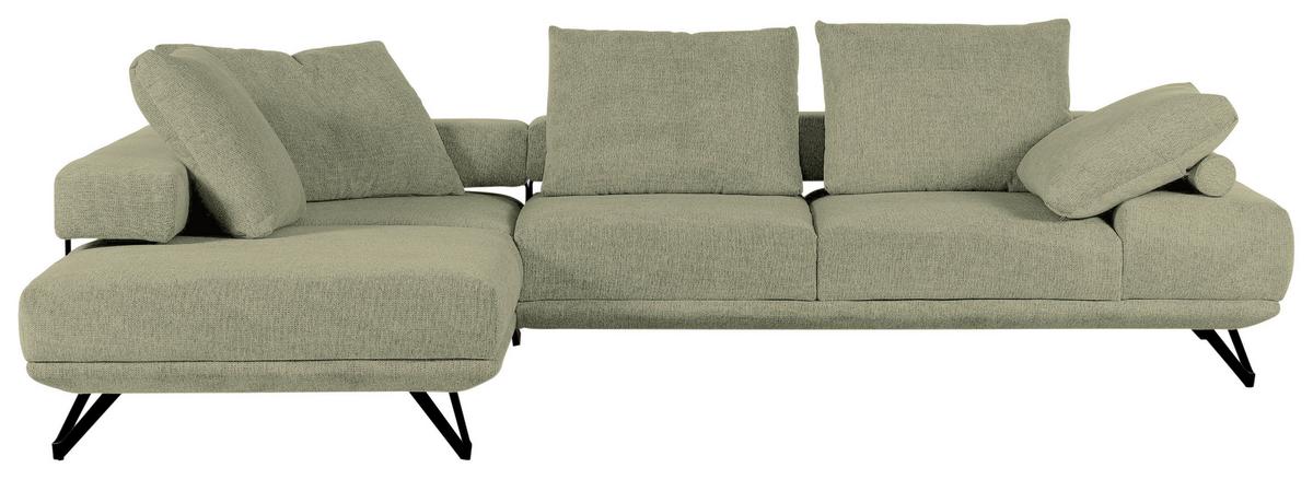 Ecksofa Bolzano - Schwarz/Grün, KONVENTIONELL, Textil (240/310cm) - MID.YOU