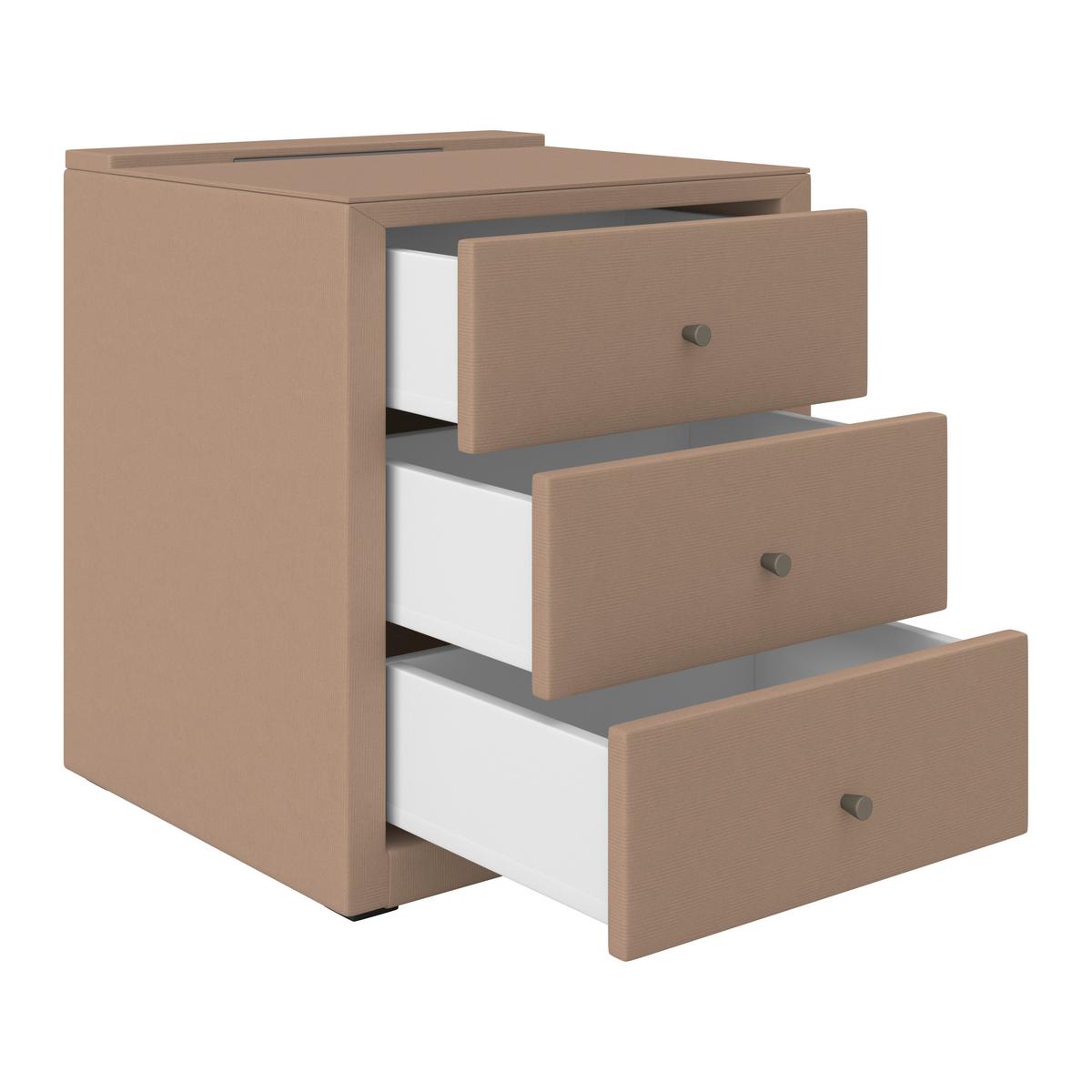 Nachtkästchen Josie - Beige/Schwarz, MODERN, Glas/Holzwerkstoff (48/56/45,5cm)