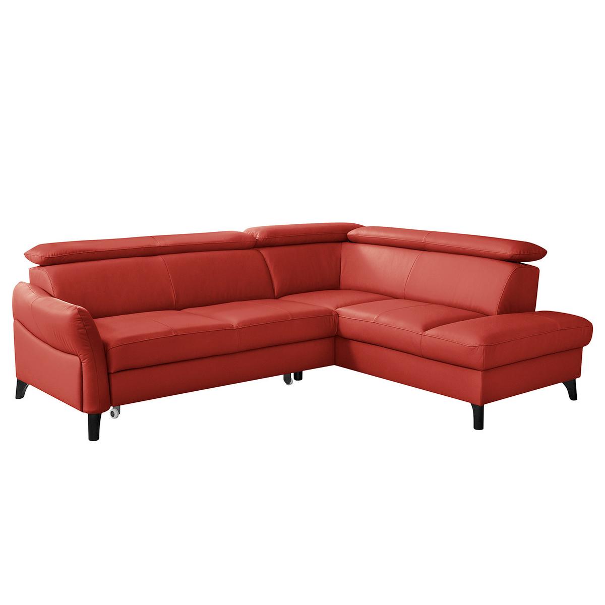 Ecksofa Note New Teilleder Rot 244x199 - Rot/Schwarz, Design, Leder/Textil (244/199cm) - Livetastic