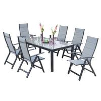 Gartenset Florenz - Graphitfarben/Grau, MODERN, Glas/Textil - Gardenson