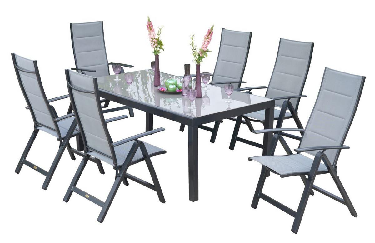 Gartenset Florenz - Graphitfarben/Grau, MODERN, Glas/Textil - Gardenson