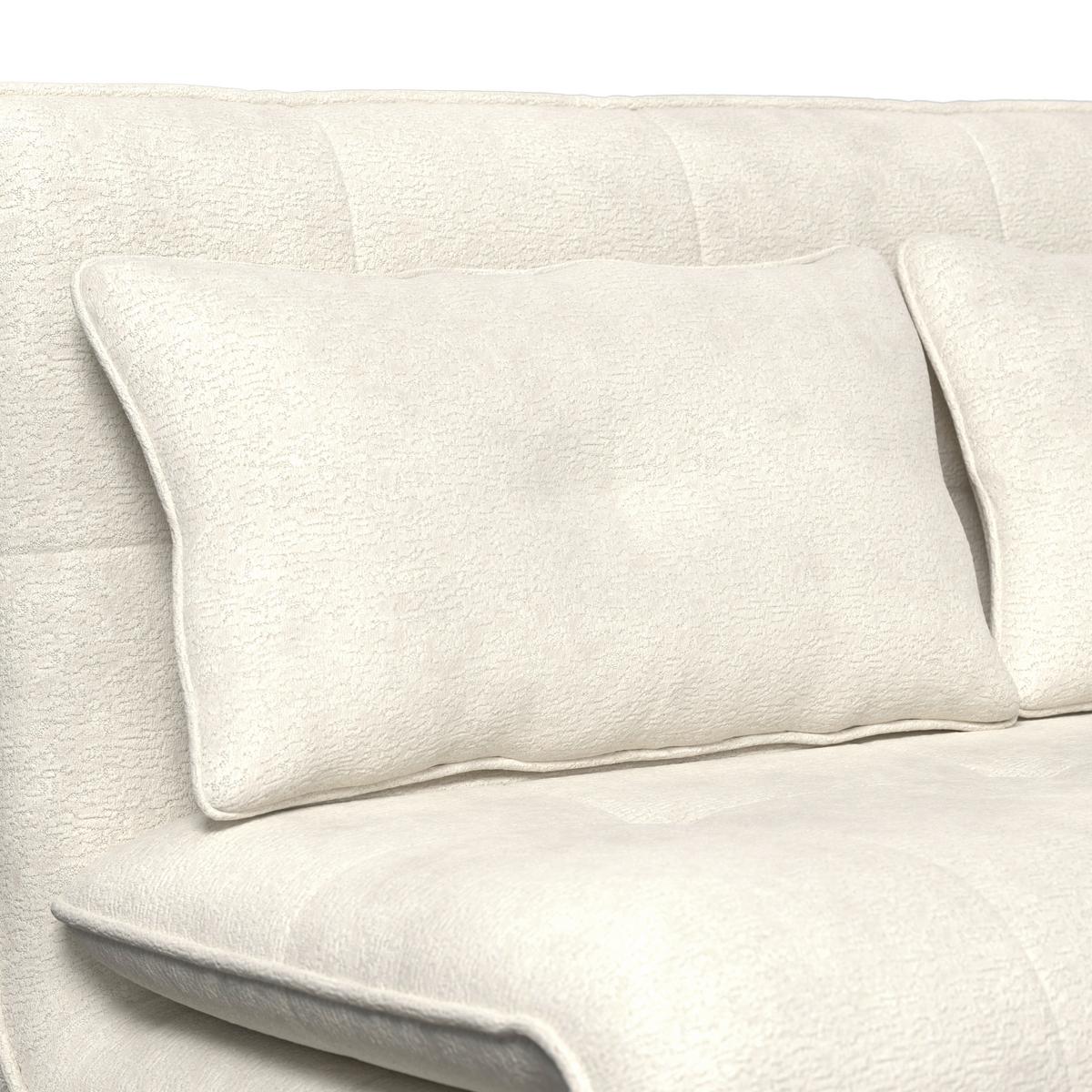 Rozkládací pohovka LUNA, bilé buklé, max.240 kg - bílá/černá, Moderní, kov/textil (142/40/62cm) - Bessagi Home