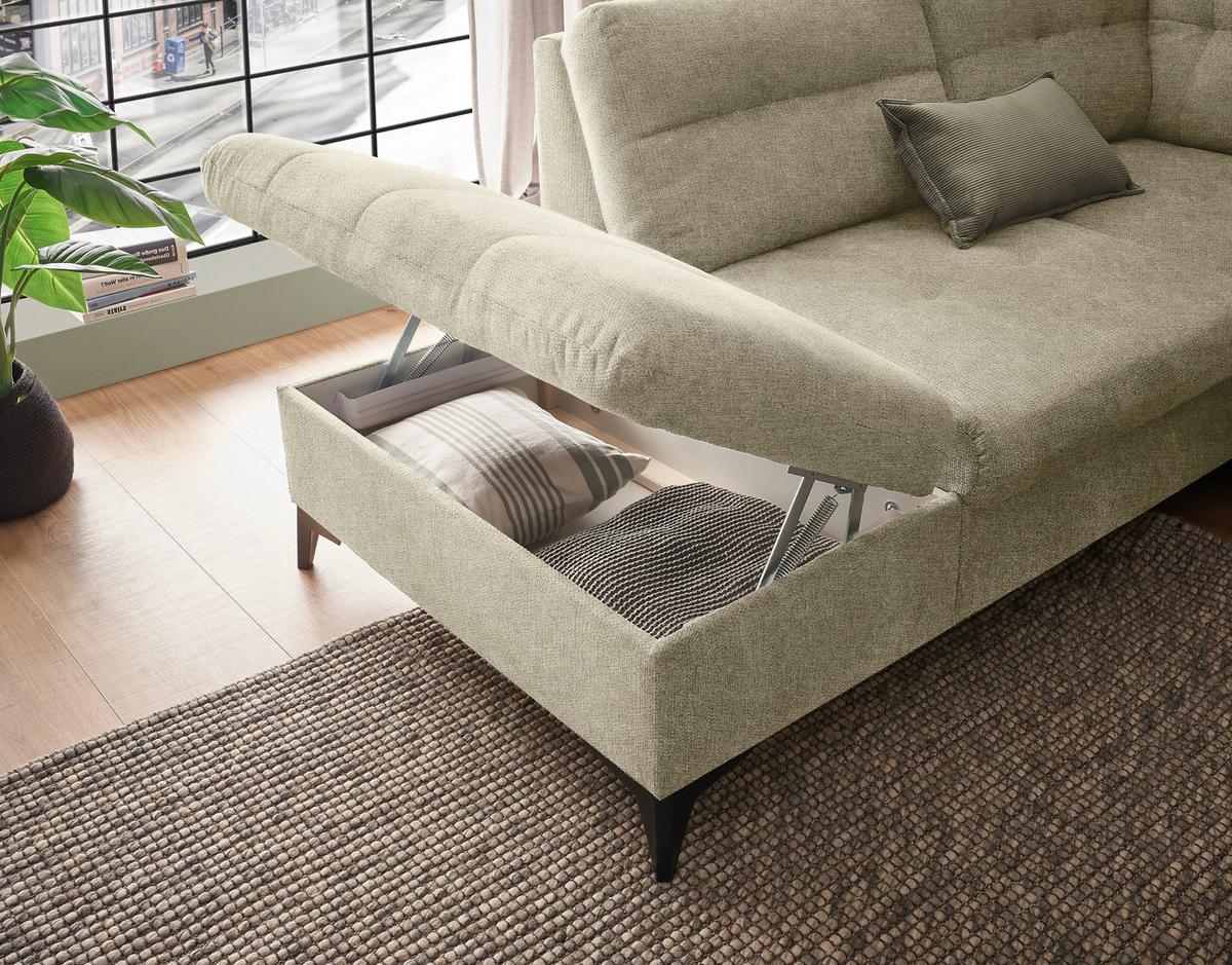 Sedacia súprava DURBAN U, ľavá, béžová - čierna/béžová, Konventionell, textil/plast (218/324/170cm) - MID.YOU
