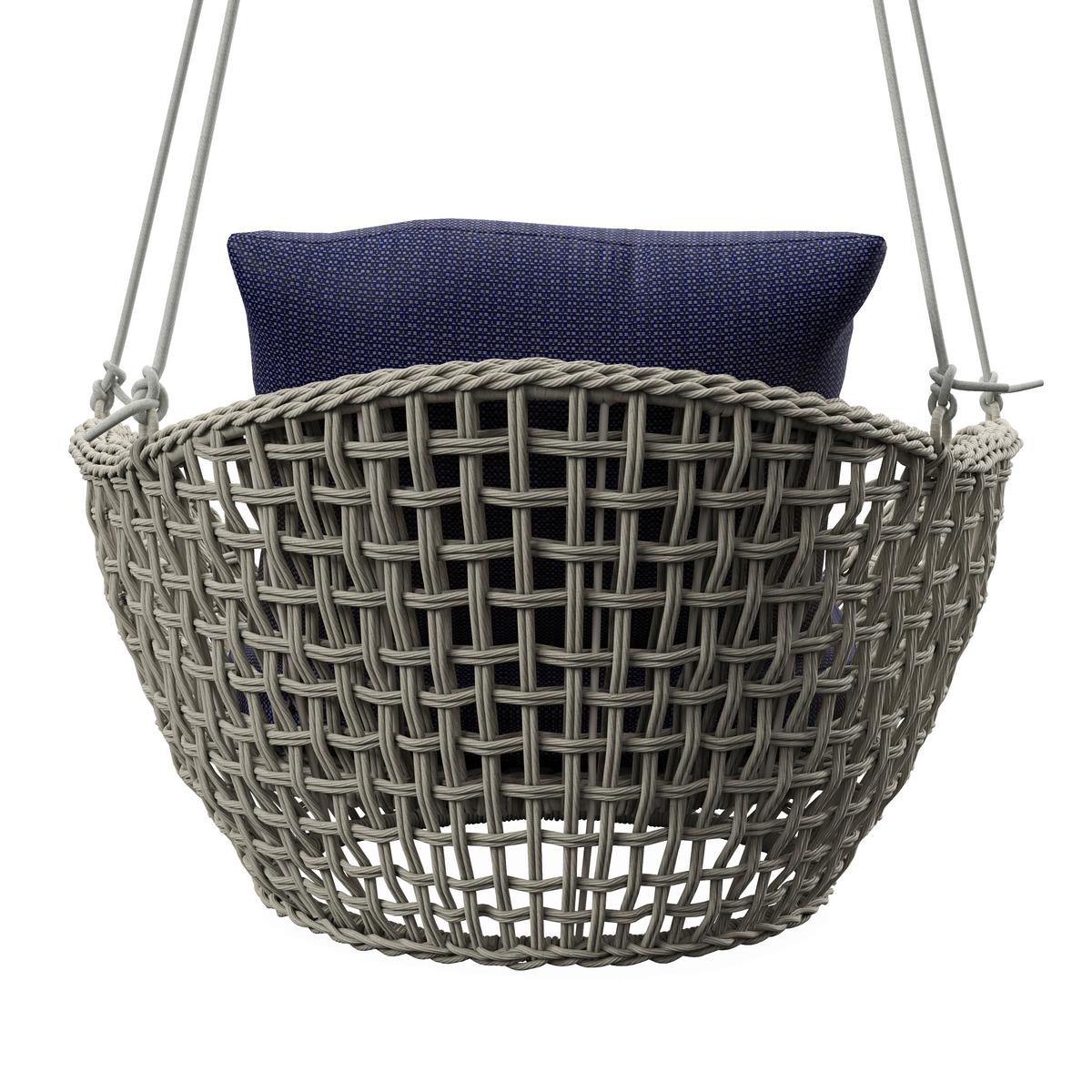 ZÁVĚSNÉ KŘESLO ELODIE - modrá/krémová, Moderní, kov/textil (83/73/48cm) - Bessagi Garden
