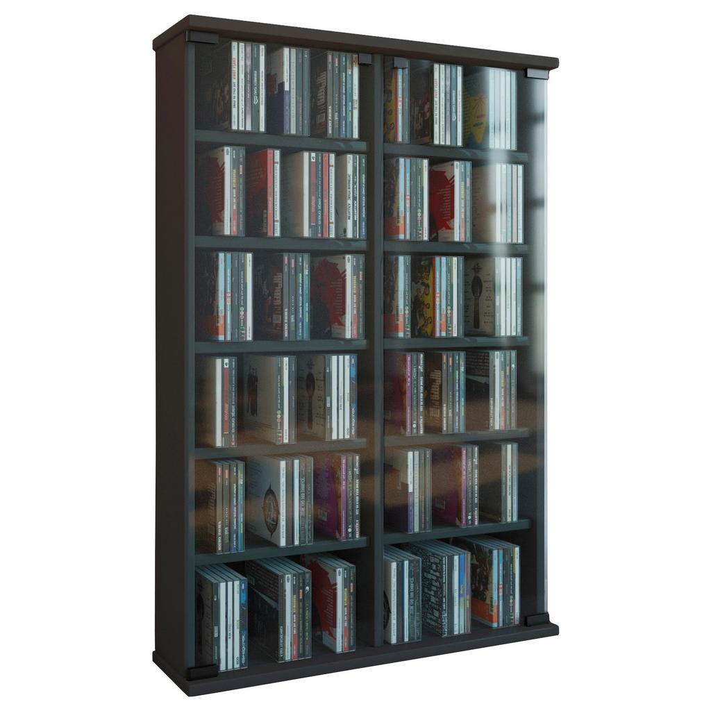 CD Regal mit Glastüren Roma 60 cm Schwarz