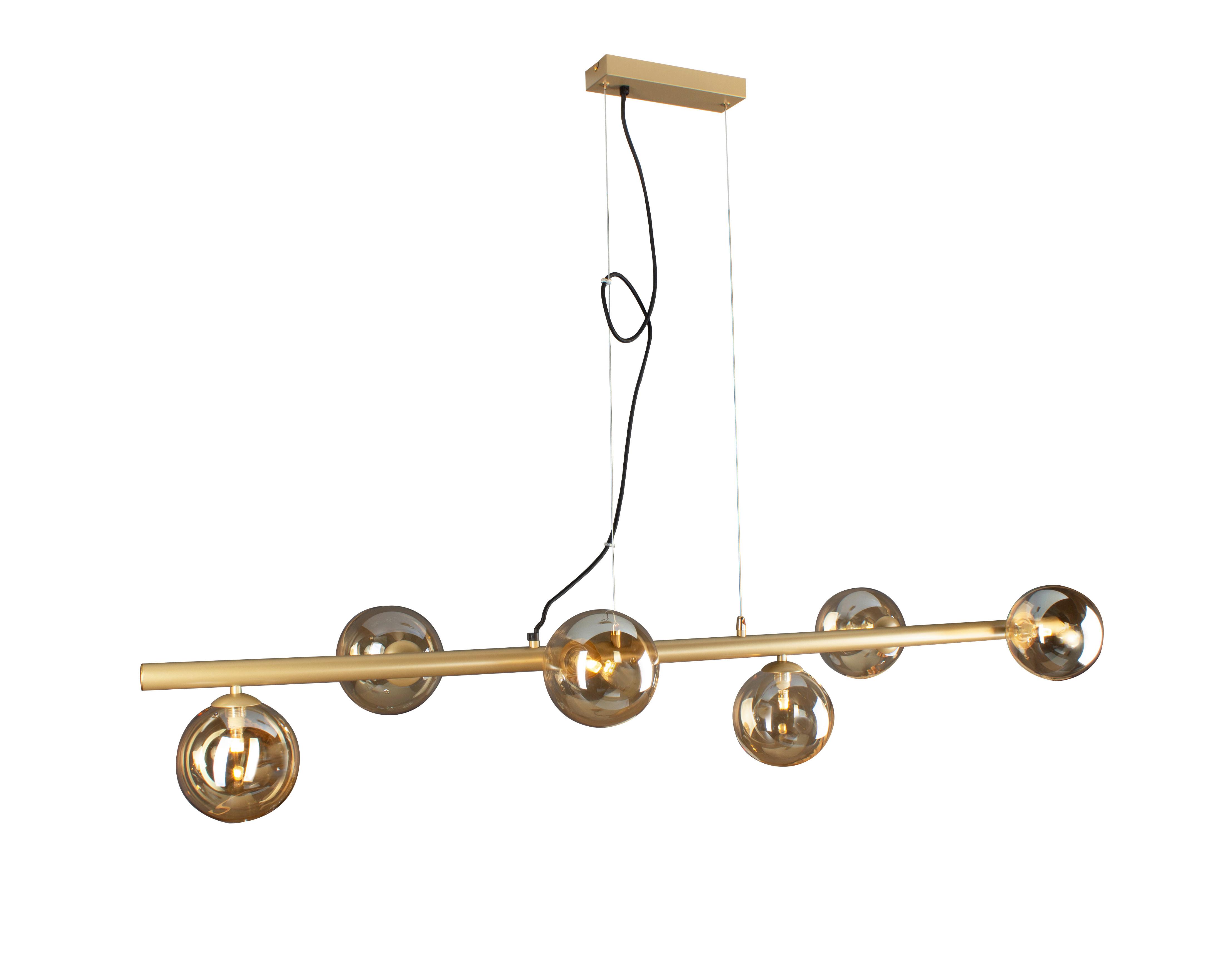 Hängeleuchte 9120-S6 Go - Champagner/Messingfarben, Design, Glas/Metall (36/200/144cm)