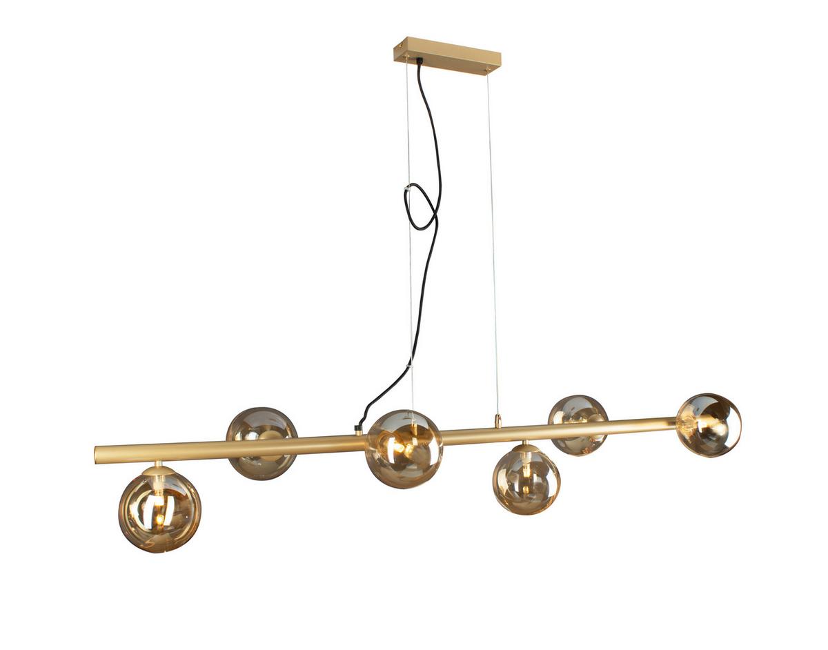 Hängeleuchte 9120-S6 Go - Champagner/Messingfarben, Design, Glas/Metall (36/200/144cm)
