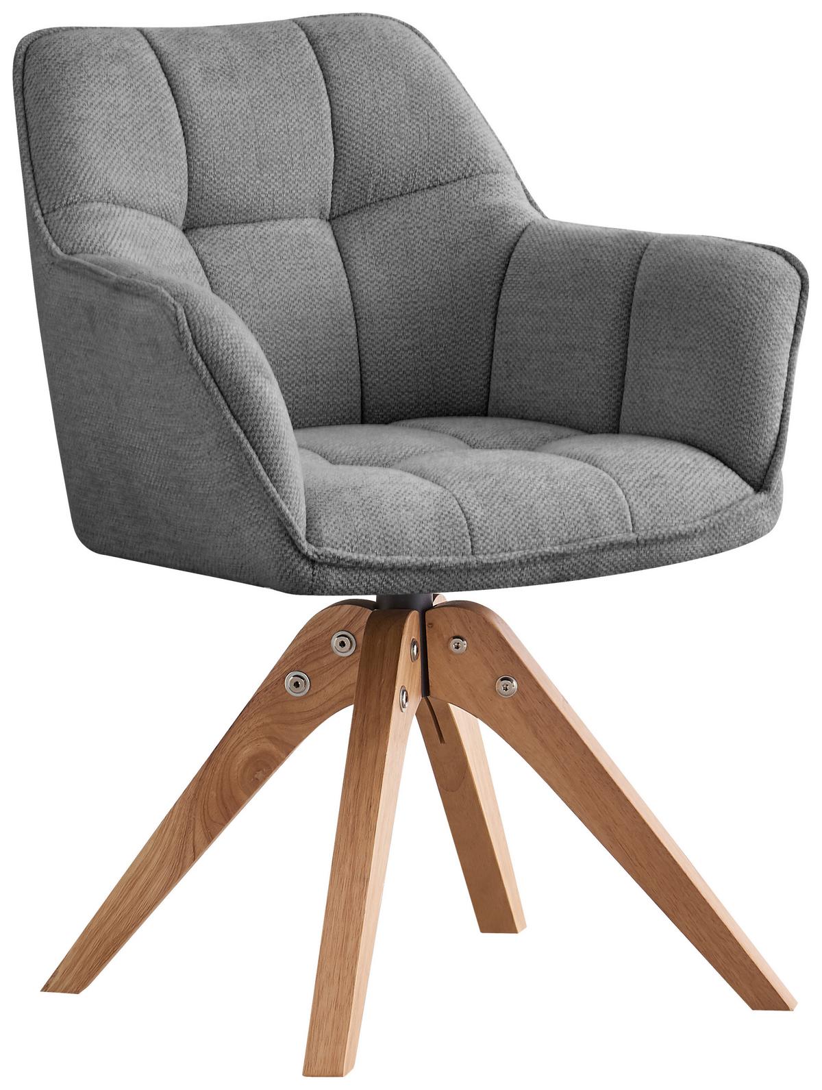 Armlehnstuhl Dian 325 - Hellbraun/Grau, MODERN, Holz/Textil (63/84/61cm) - Kayoom