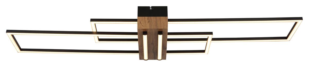 LED-Deckenleuchte Dakari Schwarz Weiß Dunkelbraun - Dunkelbraun/Schwarz, Natur, Holzwerkstoff/Kunststoff (100/25/9,7cm) - Globo