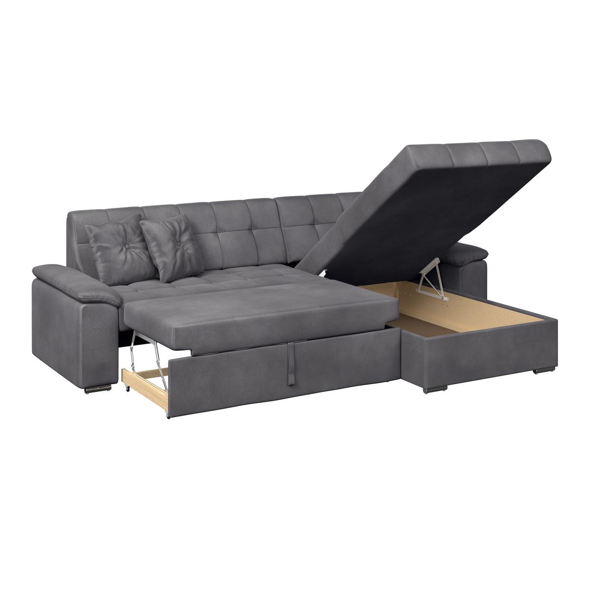 Ecksofa Bali grau, 257x167 cm - Grau, Trend, Textil (257/167cm) - Livetastic