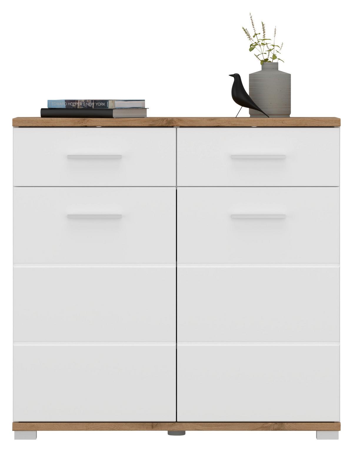 Schuhschrank Hola Weiß/eiche Wotan B: 90 Cm - Eichefarben/Eiche Wotan, Trend, Holzwerkstoff (90/88/33,5cm)