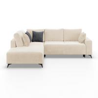 Ecksofa mit Schlaffunktion Viktor Creme Cord 212x270 cm - Creme/Schwarz, MODERN, Textil (212/270cm)