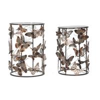 Couchtisch Farfalle Set 2pcs Goldfarben, Grau B: 55 Cm - Goldfarben/Grau, Basics, Glas/Metall (55/41,3/41,3cm)