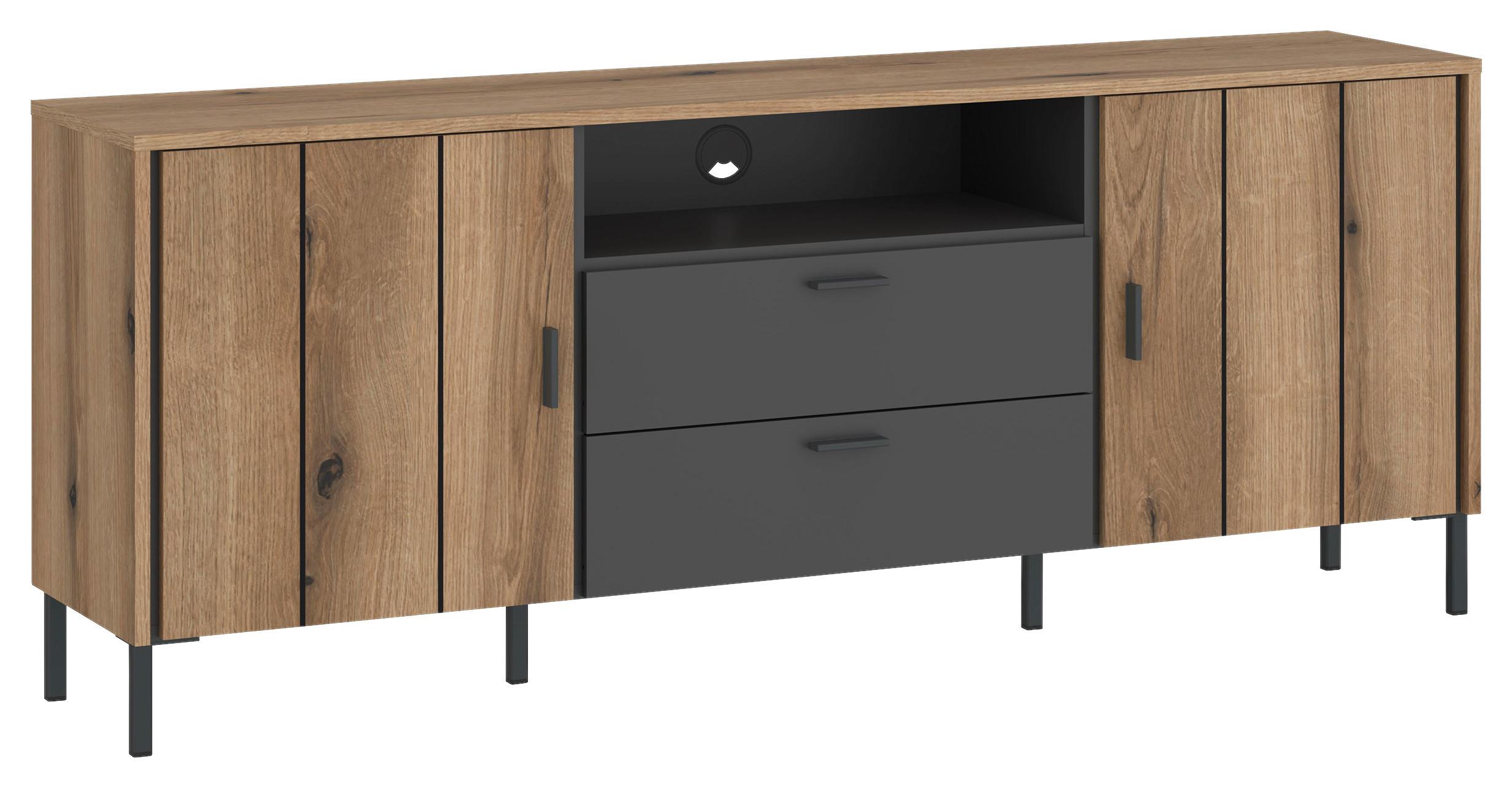 TV diel SHIRLEY - čierna, Konventionell, kov/kompozitné drevo (158,2/65/40cm)