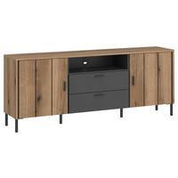 Komoda pod televizi SHIRLEY - černá, Konvenční, kov/kompozitní dřevo (158,2/65/40cm)