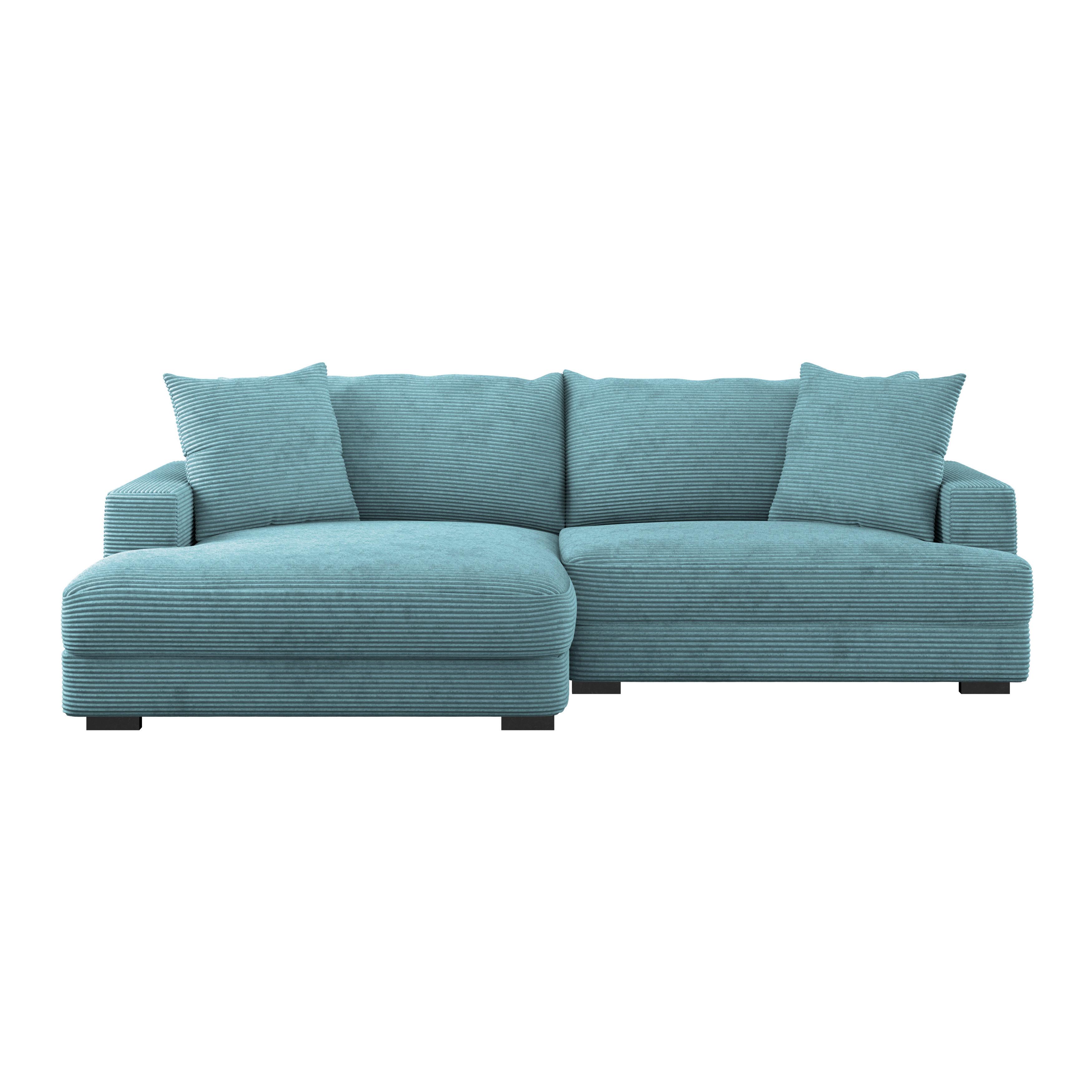 Ecksofa Pelle mit Kissen Türkis Cord 180x265 cm - Türkis/Schwarz, MODERN, Textil (180/265cm)
