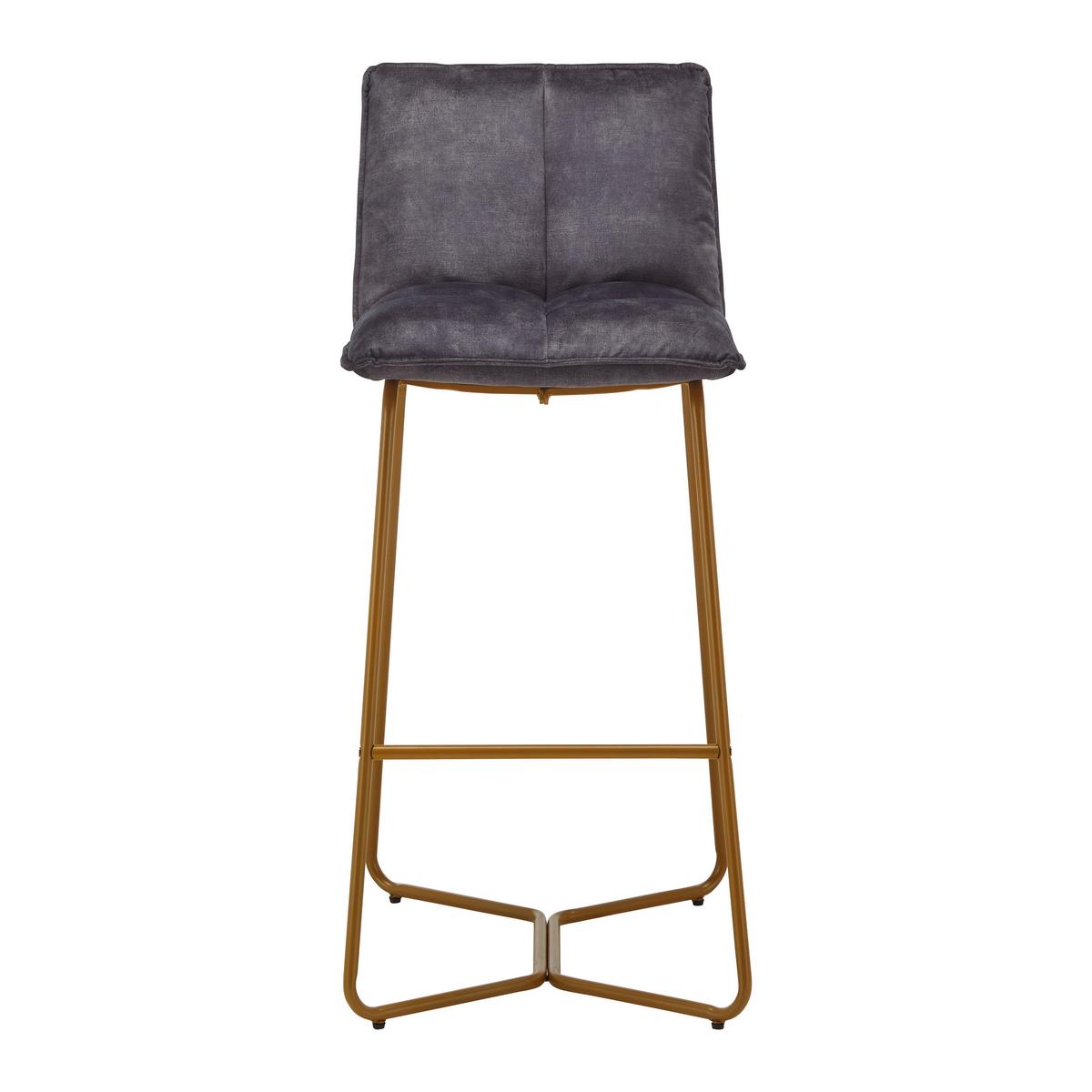Barová stolička Fonia zo zamatu - tmavosivá - zlatá/tmavosivá, Modern, kov/drevo (46/103,5/57cm) - P & B