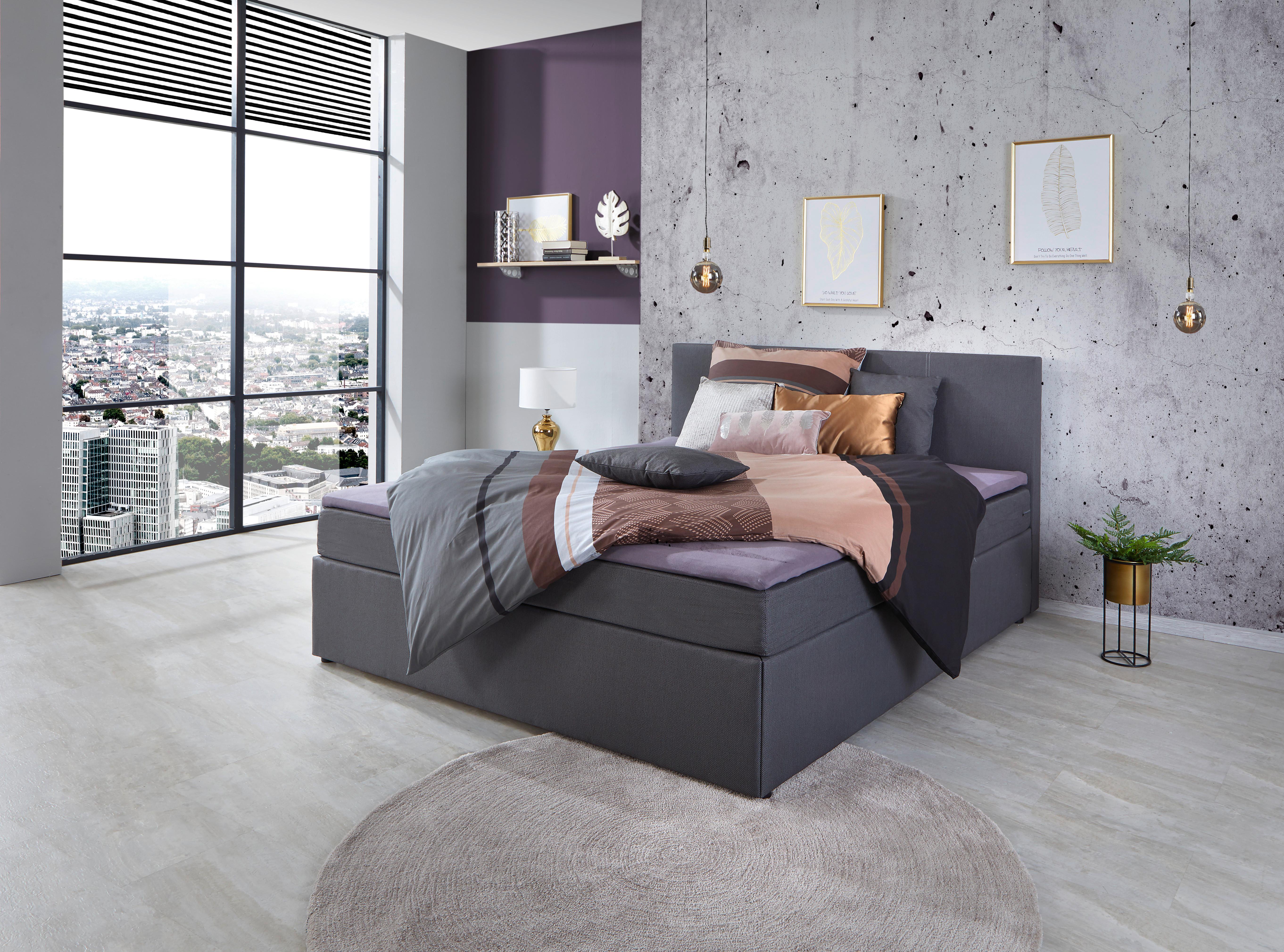 Boxbett Mit Topper 200x200 Cm Carolina Grau - Schwarz/Grau, Basics, Holz/Holzwerkstoff (200/200cm) - P & B