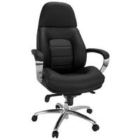 Chefsessel Brenton Xxl Schwarz - Silberfarben/Schwarz, MODERN, Kunststoff/Textil (73/137/73cm) - MID.YOU