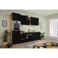 Küchenzeile Premium mit Geräten 270 cm Schwarz/Eiche Dekor - Eichefarben/Schwarz, MODERN, Holzwerkstoff (270cm) - Respekta