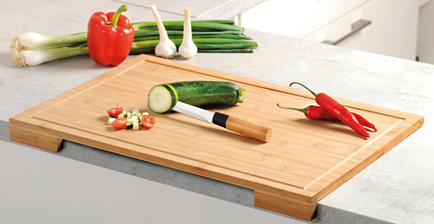 Schneidebrett Naturfarben L: 58,5 cm - Naturfarben, Basics, Holz (58.5/38.5/4cm) - Kesper