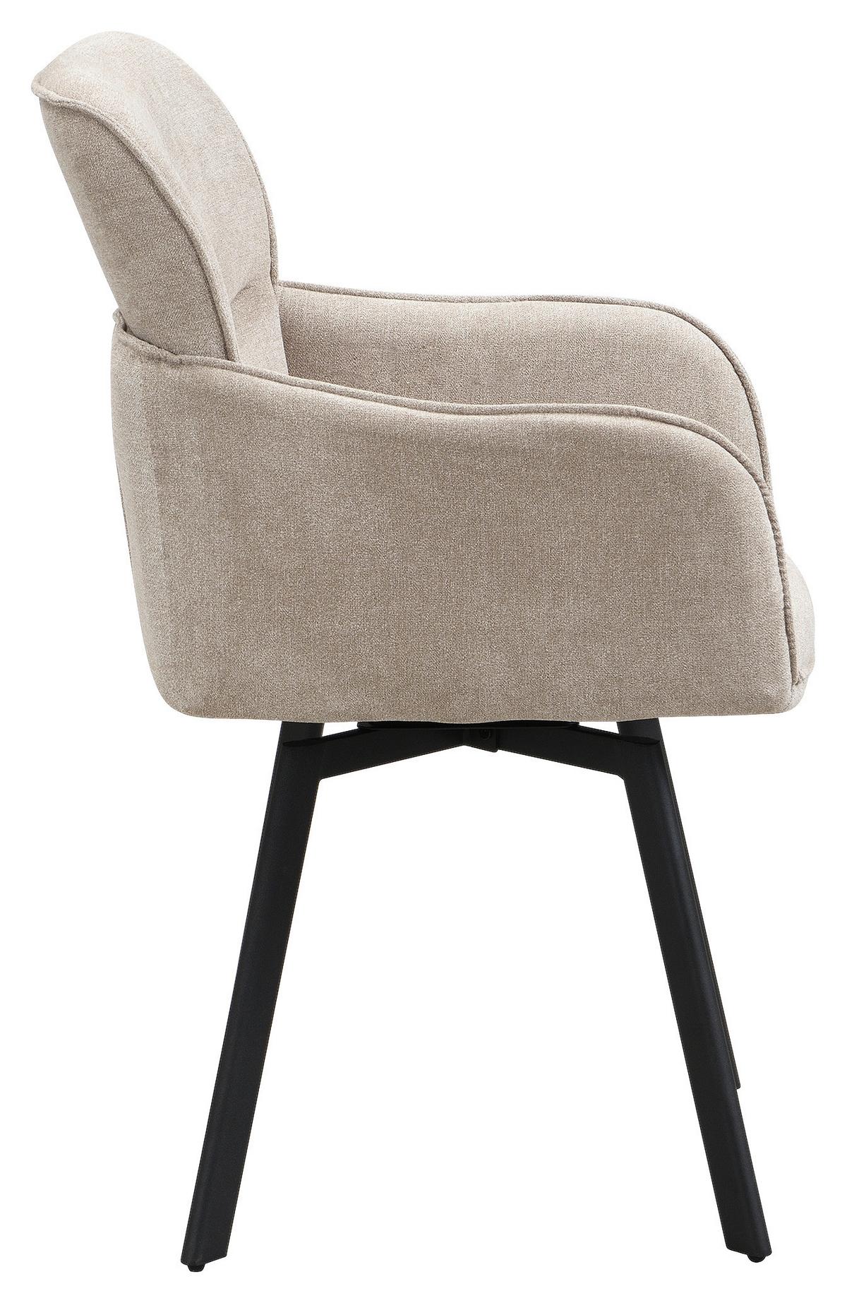 Stuhl-set Rico - Taupe/Schwarz, MODERN, Textil/Metall (61/90/63cm) - MID.YOU