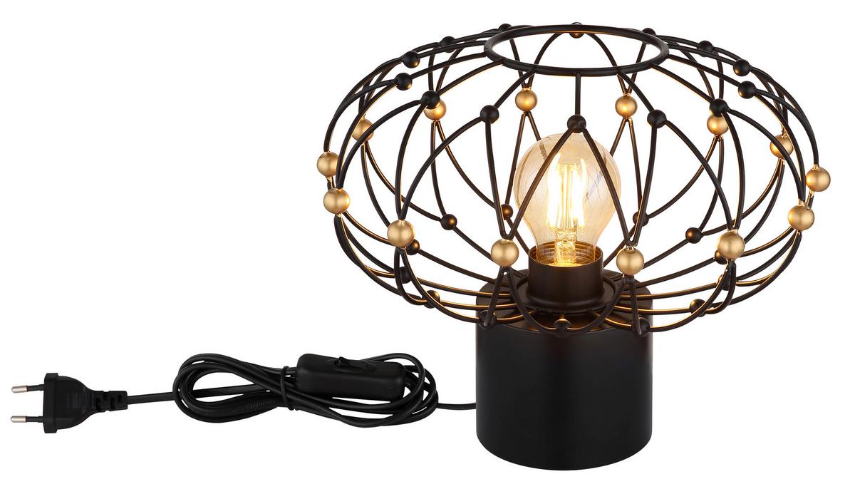 Tischleuchte Schwarz Goldfarben D: 28 cm - Goldfarben/Schwarz, Design, Kunststoff/Metall (28/25cm) - Globo