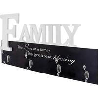 Hakenleiste Family B: 50 Cm Inkl. Tafel Schriftzug 4 Haken - Chromfarben/Schwarz, MODERN, Holzwerkstoff/Metall (50/29/7cm)