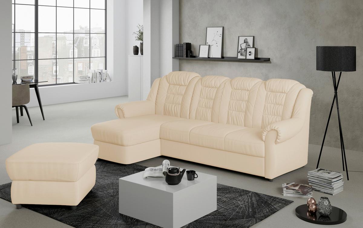 Ecksofa Boston Beige Lederlook - Beige/Schwarz, KONVENTIONELL, Textil (165/262cm) - Livetastic
