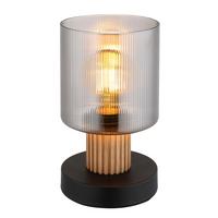 Tischleuchte 15768t - Dunkelbraun/Schwarz, Natur, Glas/Holz (12/21cm) - Globo