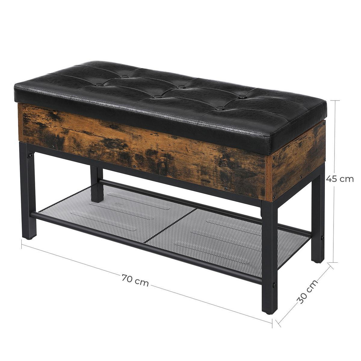 LAVICA DO PREDSIENE VINTAGE - hnedá/čierna, Trend, kov/koža (70/45/30cm) - Boxxx