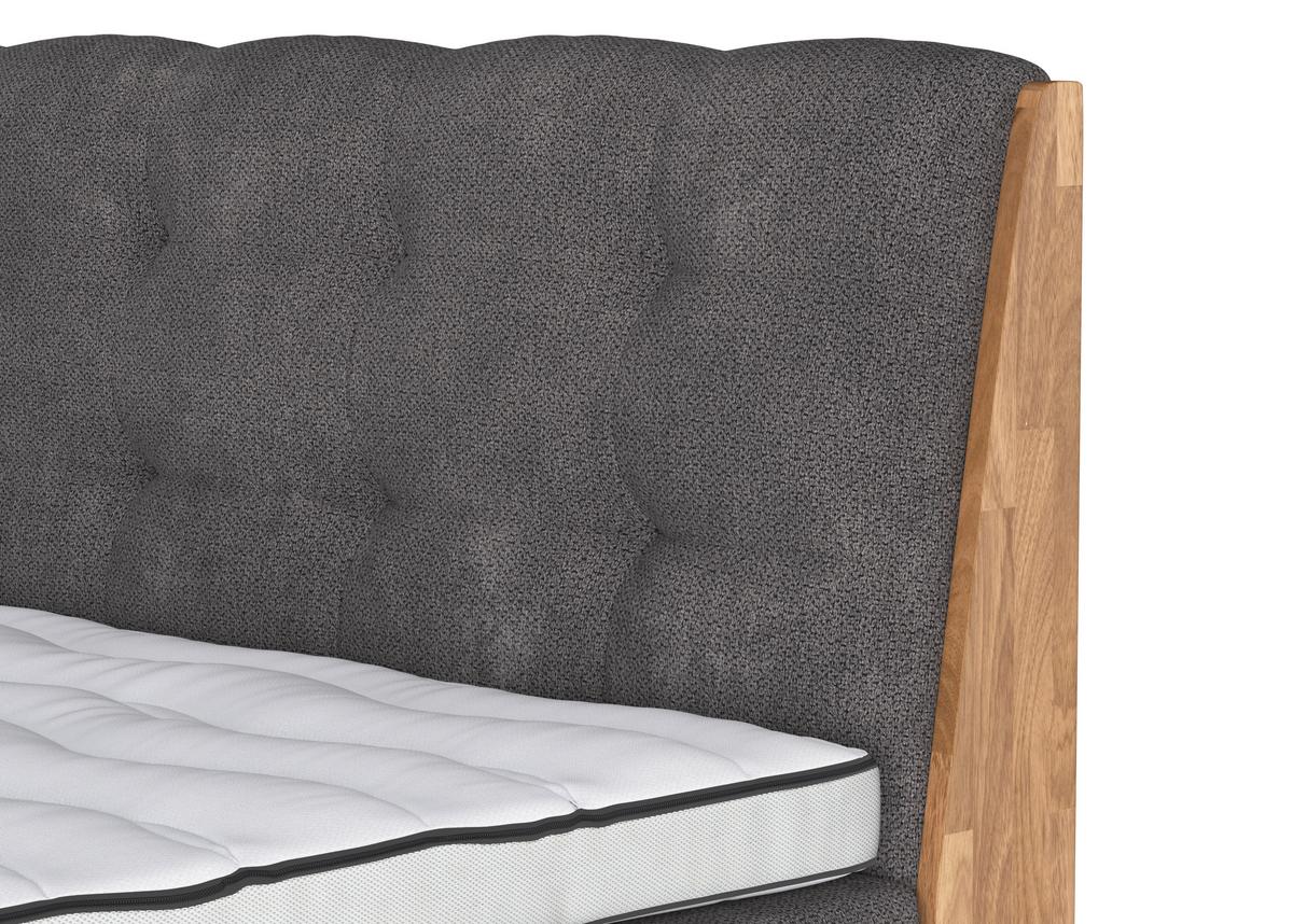 Boxspringbett Moon mit Topper 160x200 cm - Dunkelgrau/Eichefarben, MODERN, Holz/Holzwerkstoff (160/200cm) - MID.YOU