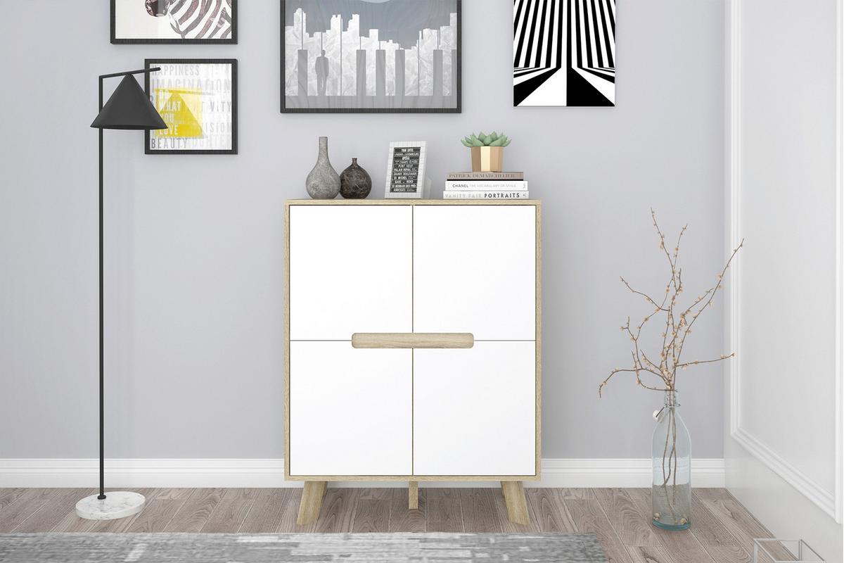 Kommode Weiß, Naturfarben B: 80cm - Naturfarben/Weiß, Design, Holzwerkstoff (80/102/40cm) - Livetastic