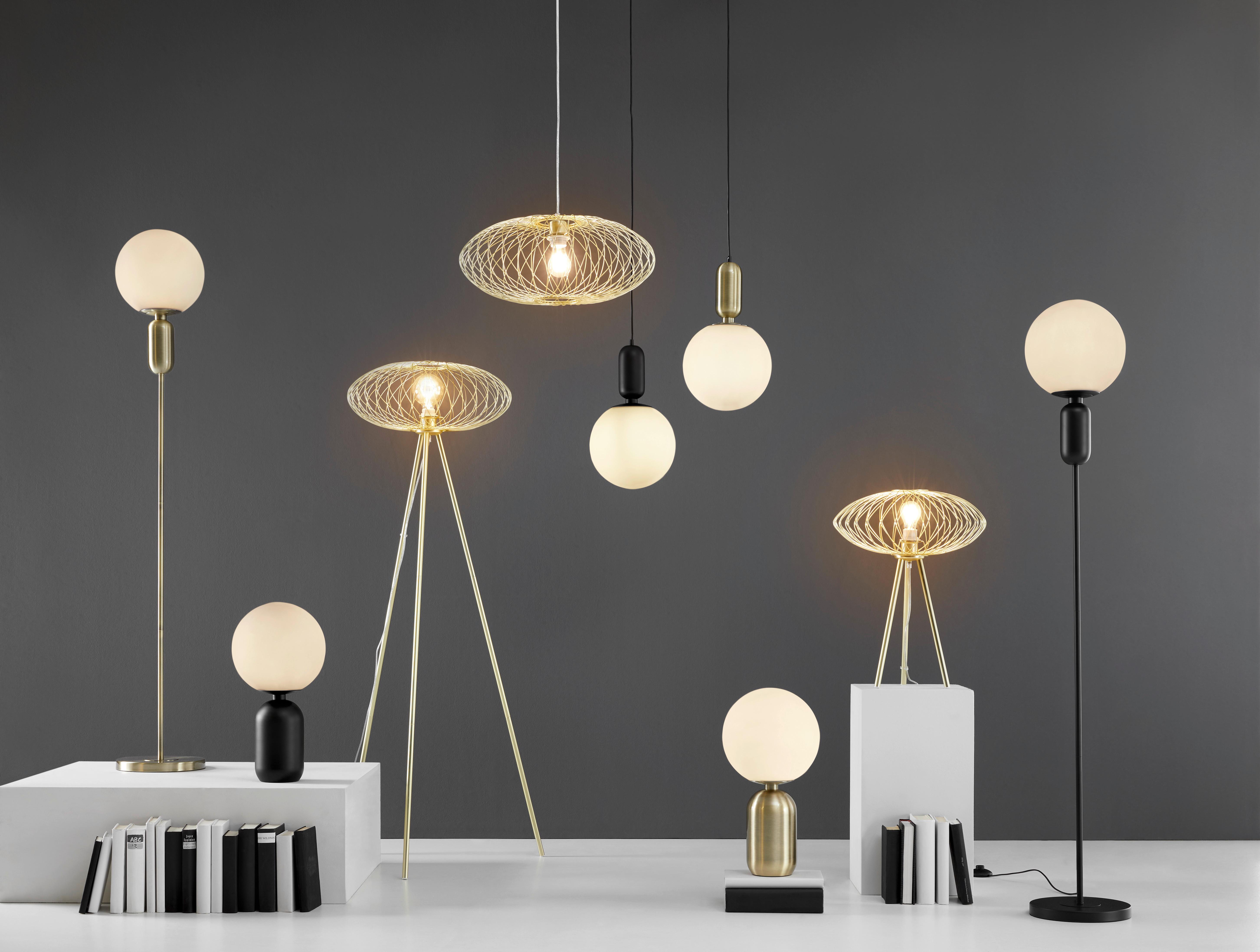 Stolná Lampa Tiano Zlatá - farby mosadze, Moderný, kov/sklo (25/48,5cm) - Bessagi Home