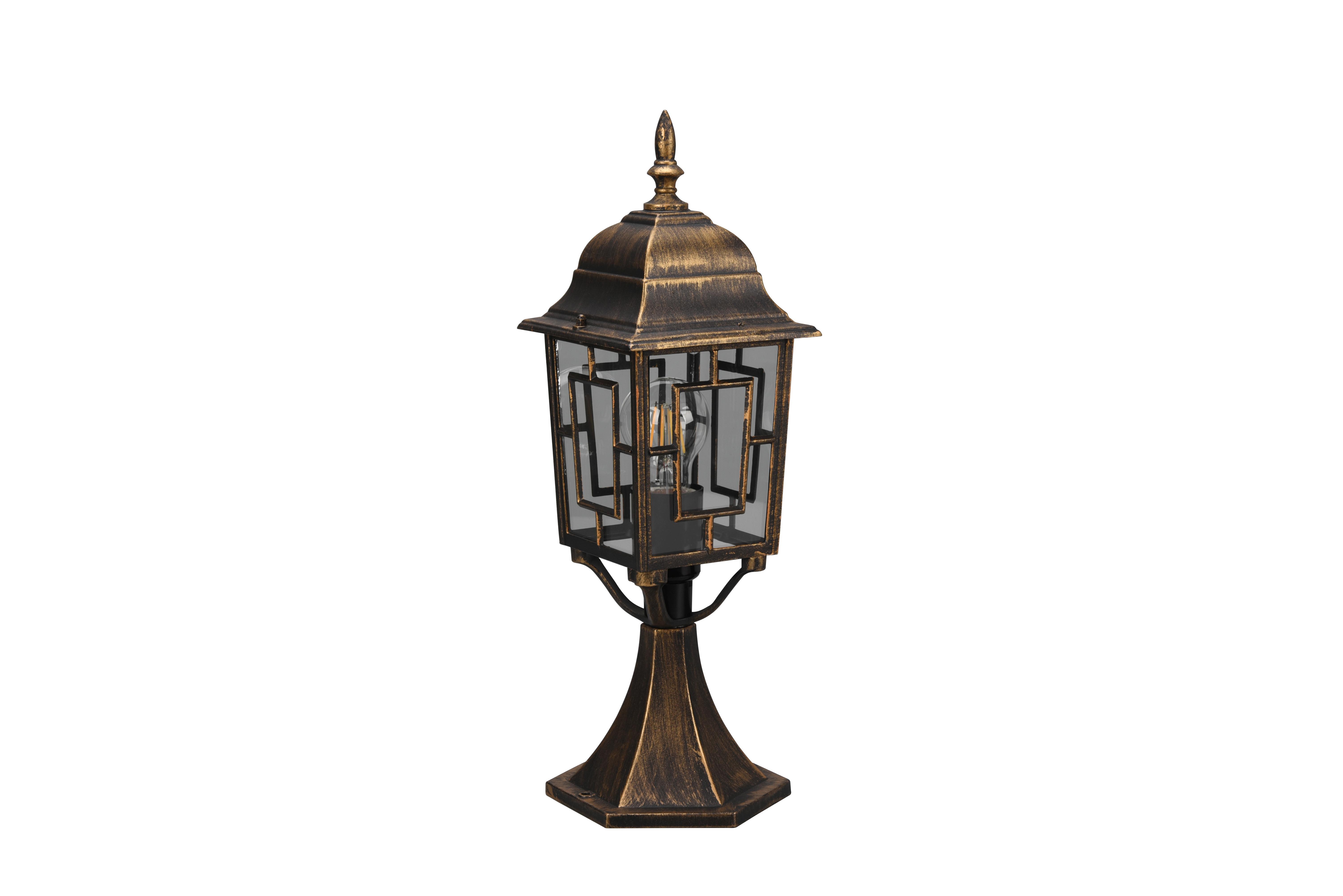 Wegeleuchte 505960128 Volturno - Rostfarben/Transparent, KONVENTIONELL, Glas/Metall (15/17/47,5cm) - Trio Leuchten